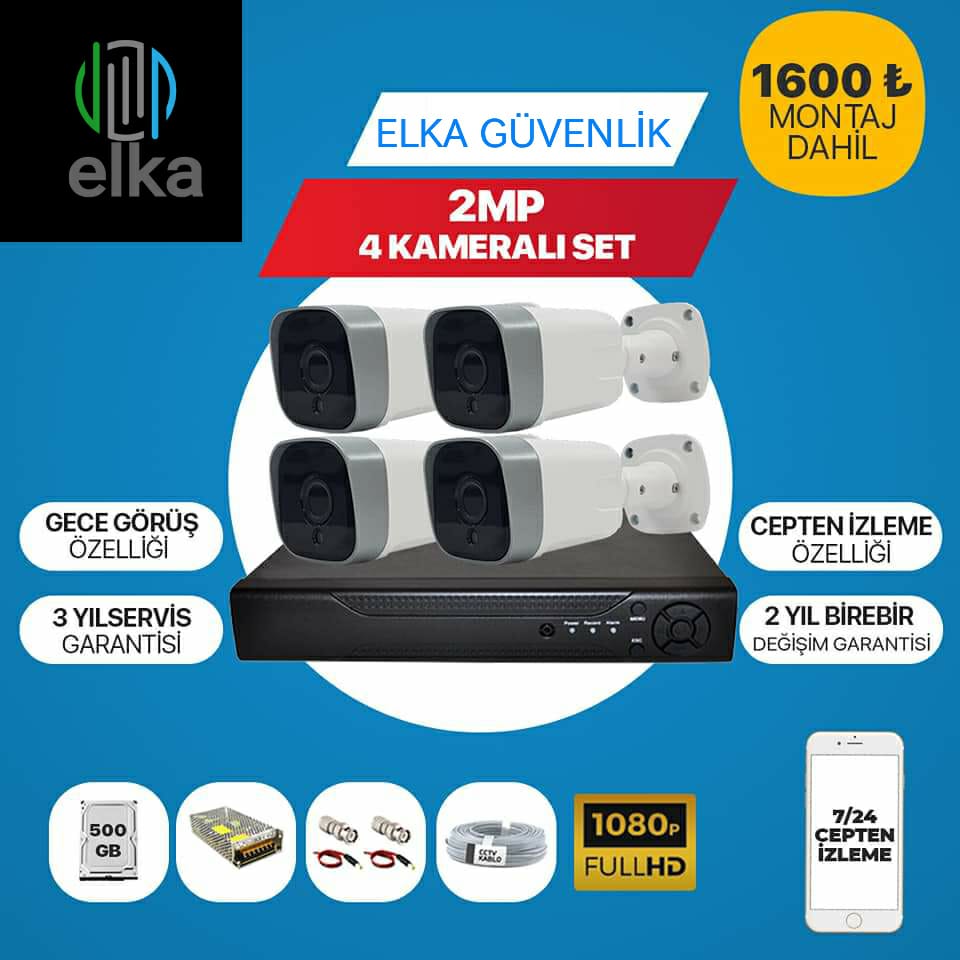 4 Kameralı Set ZBP36AHD Unics 2 Megapiksel AHD Bullet Kamera