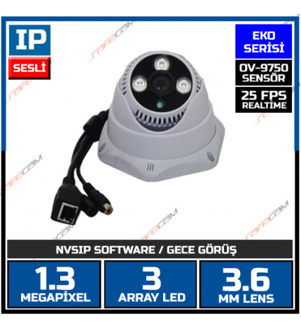 SAFECAM IC-3771 1.3 MP 3 ARRAY LED SESLİ IP DOME KAMERA