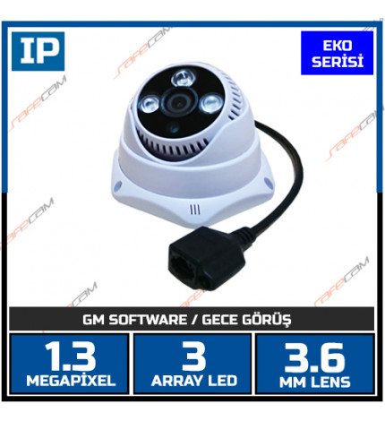 SAFECAM IC-3794 1,3 MP 3 ARRAY LED 3,6 MM LENS DOME IP KAMERA