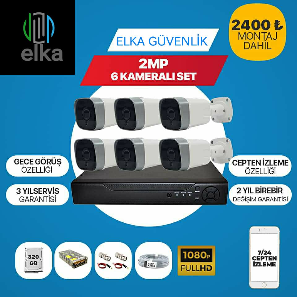 6 Kameralı Set ZBP36AHD Unics 2 Megapiksel AHD Bullet Kamera