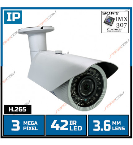 SAFECAM IC-6188 3 MP 42 LED 3.6 MM LENS SONY IMX307 SENSOR METAL KASA H.265 IP KAMERA