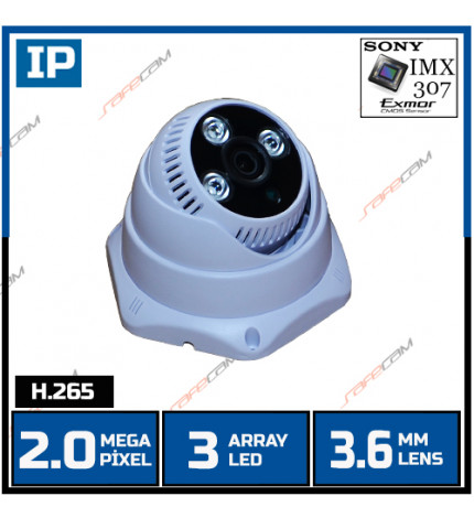 SAFECAM IC-3788 2 MP 3 ARRAY LED 3.6 MM LENS SONY IMX307 SENSOR H.265 IP DOME KAMERA