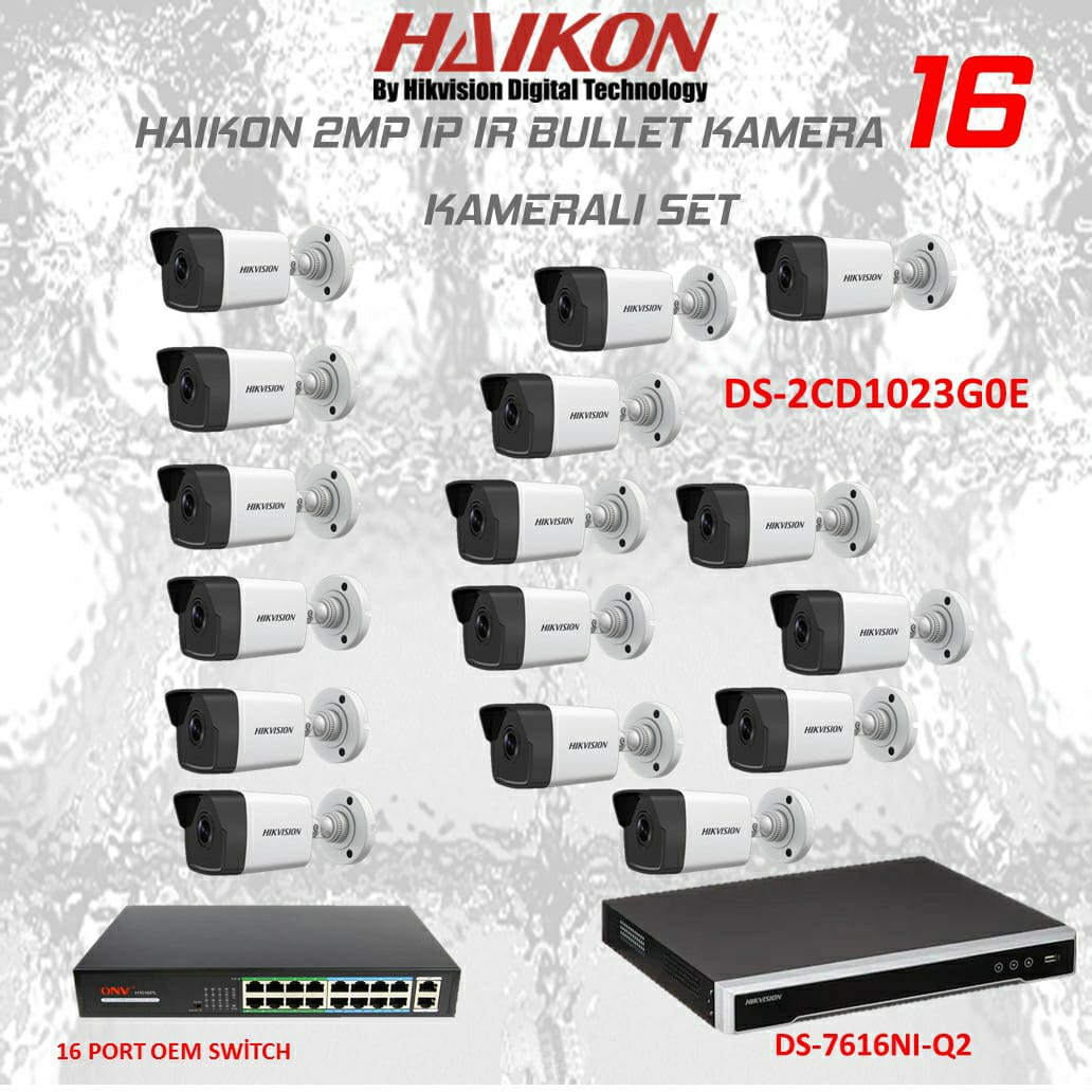 16 Kameralı Set Haikon/Hikvision 2MP IP