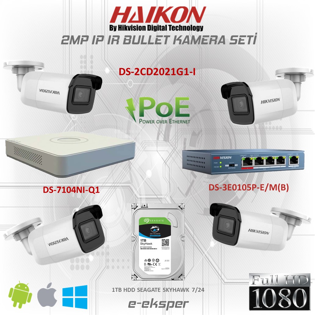 Haikon ip Kamera Seti Full Paket 2mp 4 Kameralı
