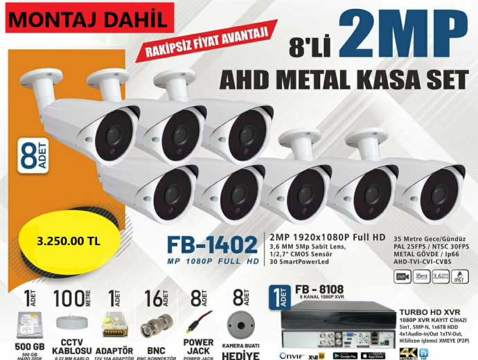 SAFECAM PM-8519 2 MP FULL HD SONY IMX 323 SENSOR 1080P 48 LED METAL KASA AHD KAMERA 